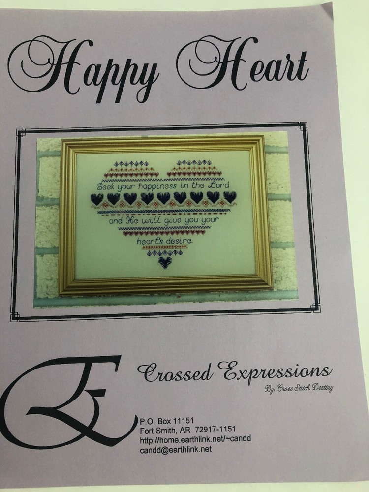 Crossed Expressions Happy Heart Cross Stitch Pattern