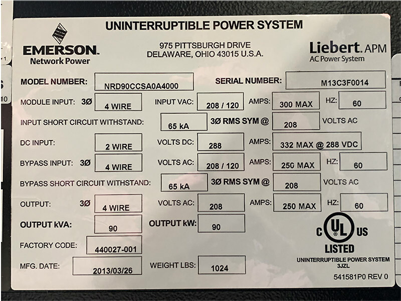 Liebert APM 60 kVA UPS System