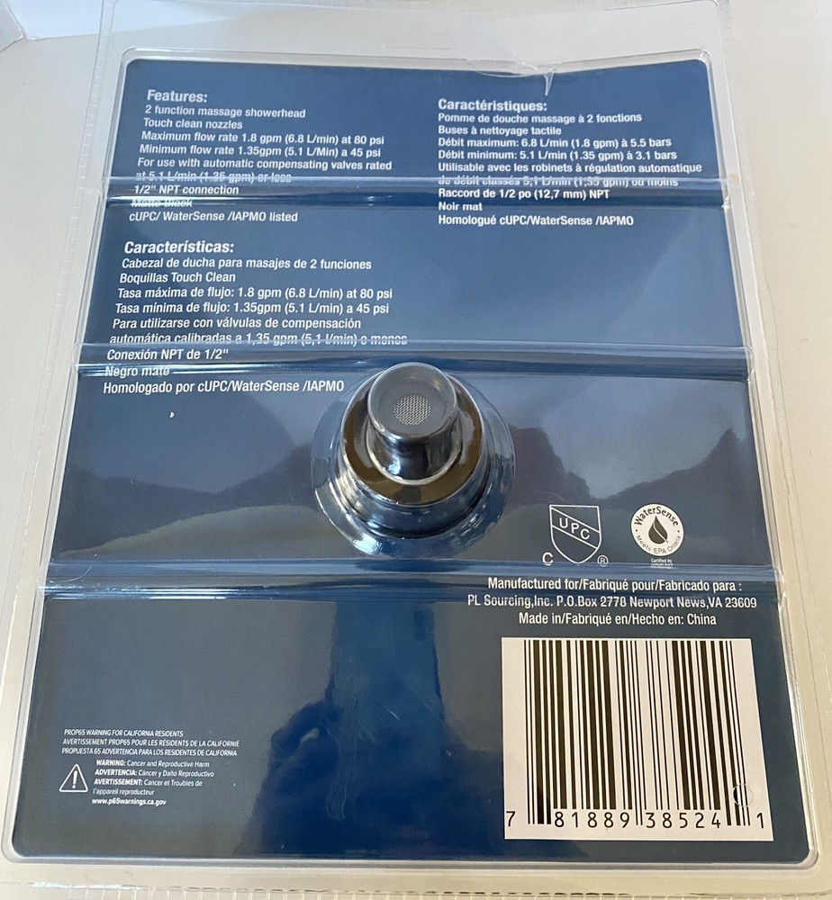 PROFLO PFSH312 1.8 GPM Multi Function Shower Head - Black