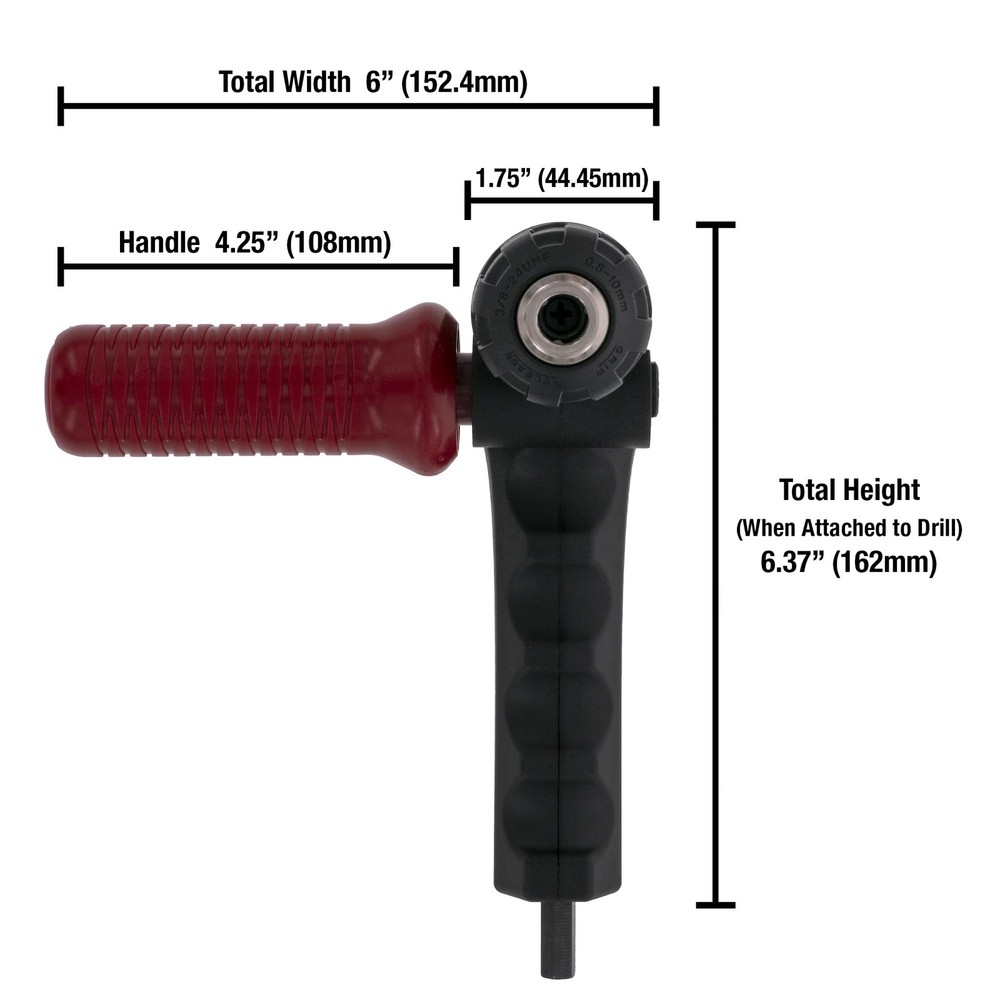 1304 Drill90PLUS Right Angle Drill Attachment Extension Tool Black Red