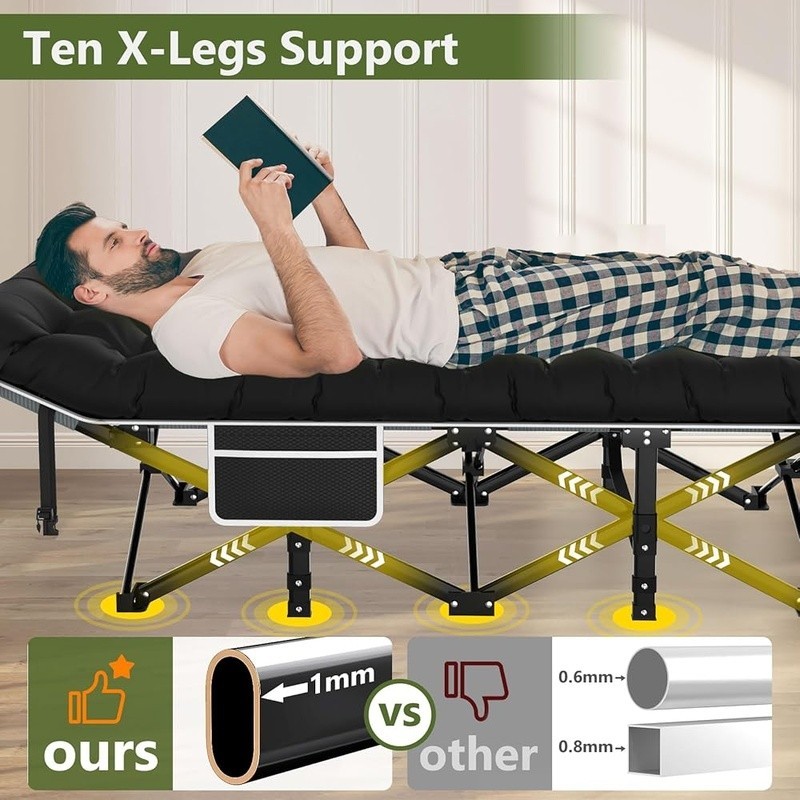 Folding Camping Cot Portable Lightweight Durable Sleeping Bed W/ Storage Bag New