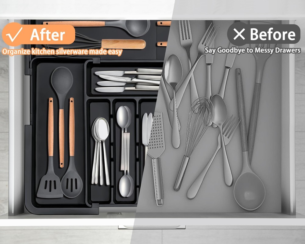 Spaclear Silverware Organizer Expandable Kitchen Utensil Drawer Organizer Lar...