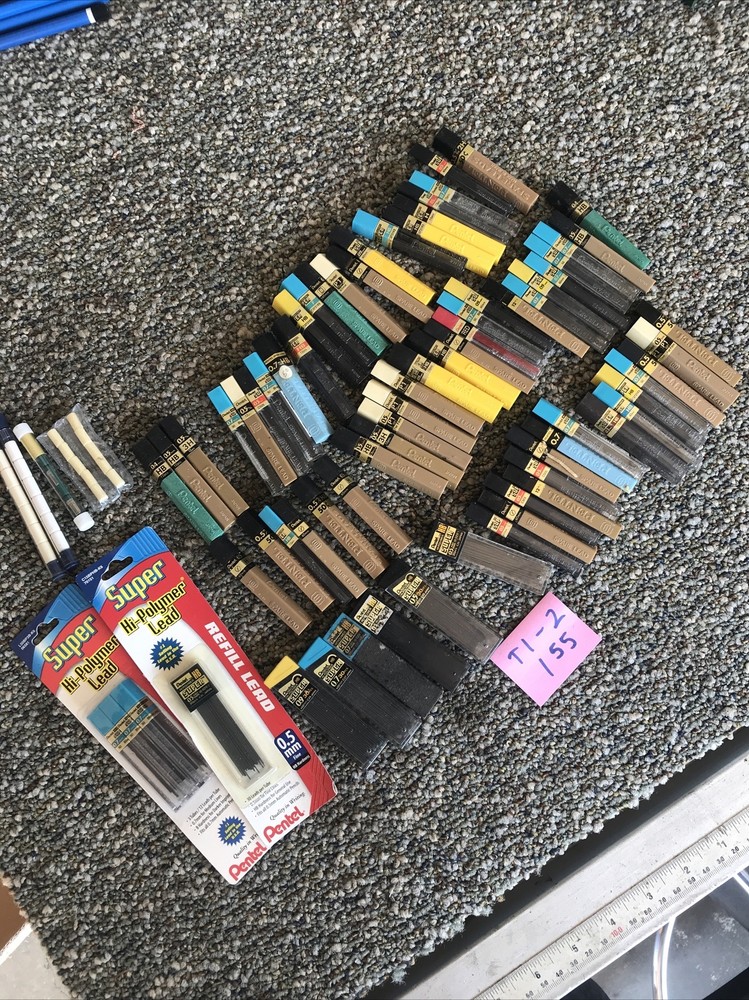 Pentel Refill Lead Assorted Sizes Mostly Vintage Includes Erasers As Shown