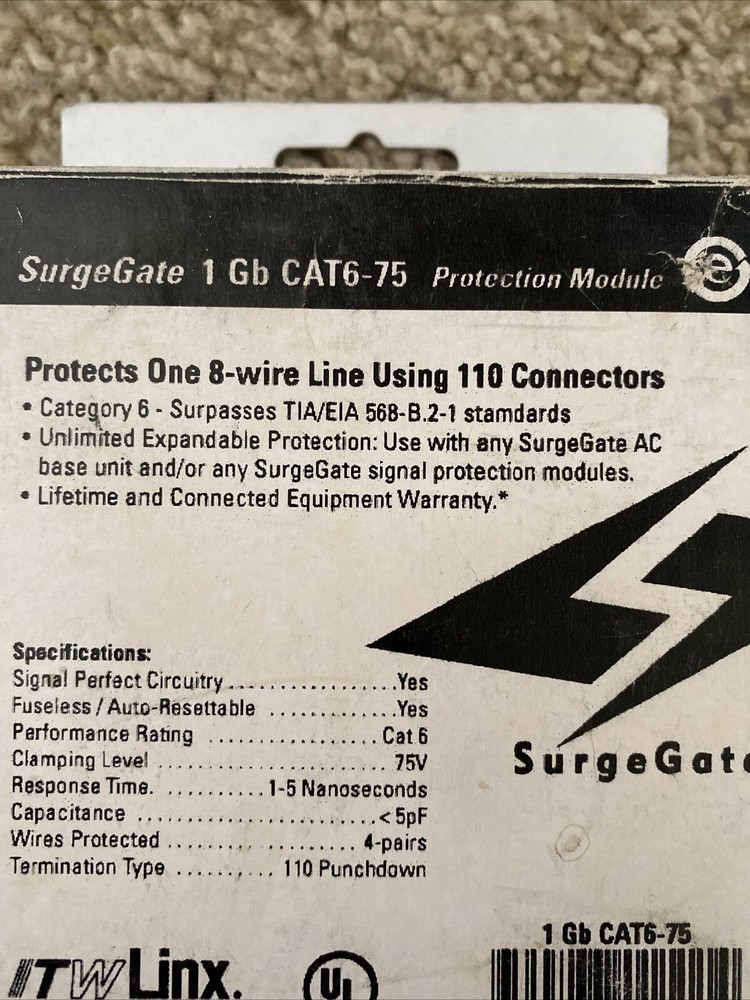 SurgeGate 1Gb CAT6-75 Network Systems Equipment Server Surge Protector