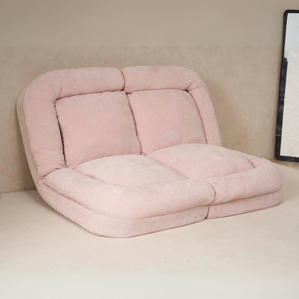 Convertible Fold-Out Double Sofa Bed,Pink
