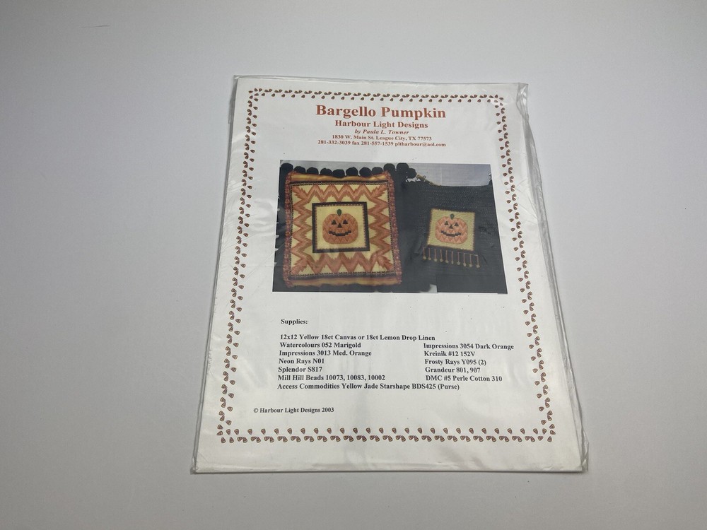 Harbour Light Designs Bargello Pumpkins Cross Stitch Needlepoint Pattern 4P