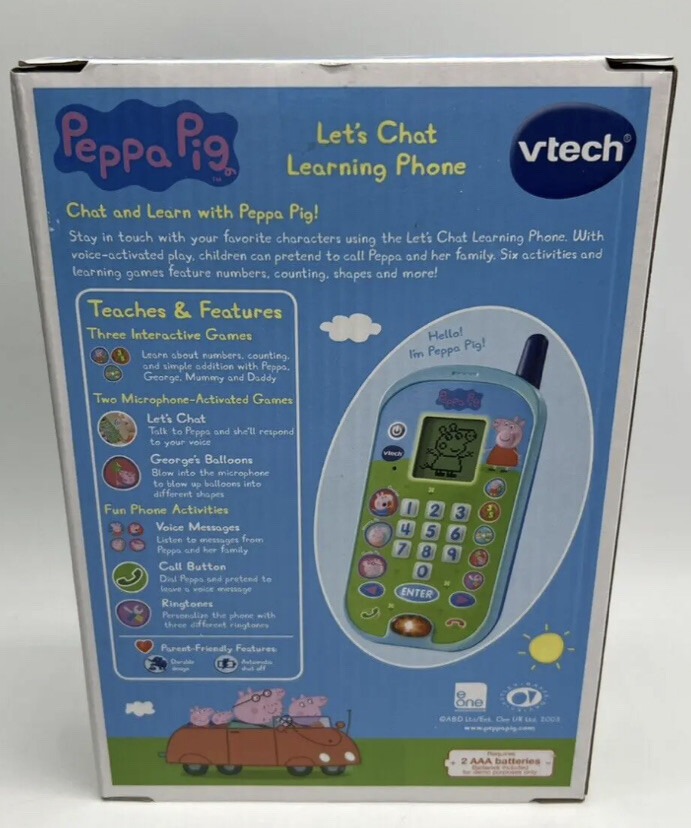 VTech Peppa Pig Let's Chat Learning Phone Teaches Counting, Shapes & More Age 2+