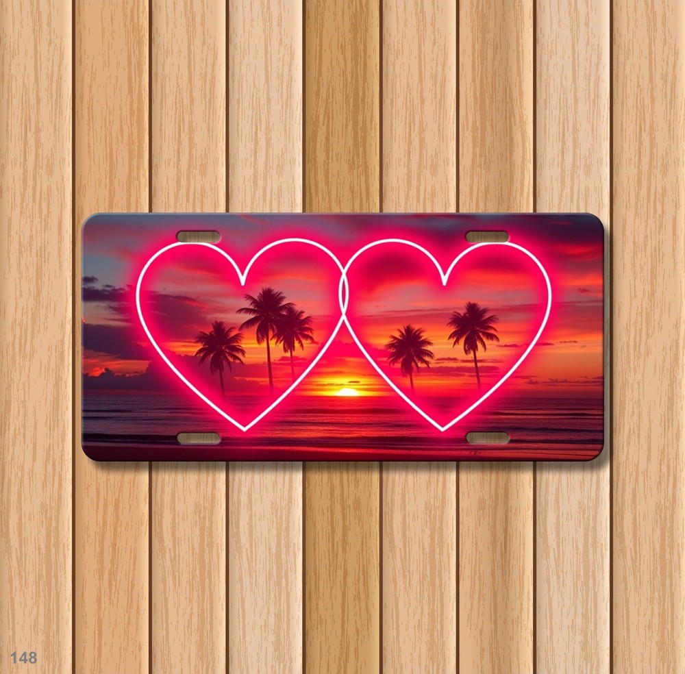 Artistic Couples Hearts Artwork Custom Text License Plate Customizable Valentine