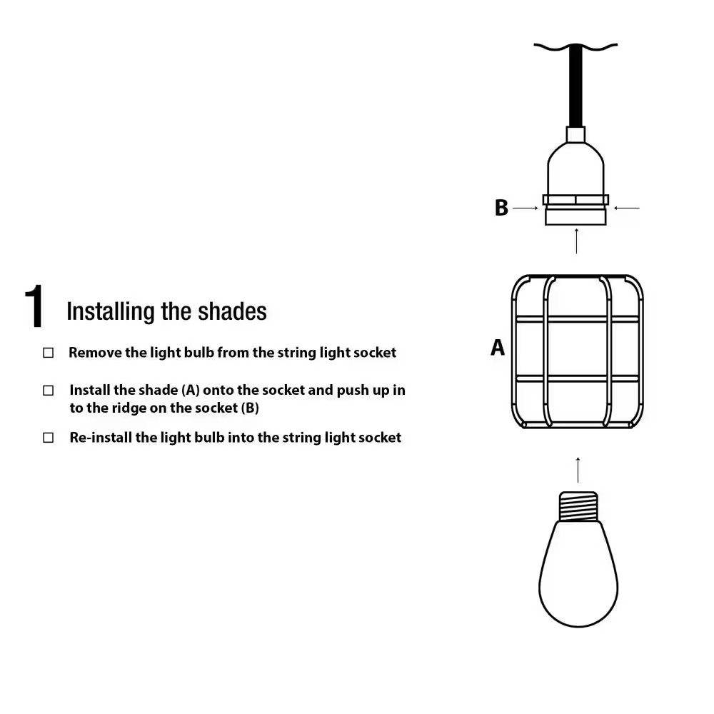 2.75 In. Black Cage Light Bulb Shade for Outdoor String Lights (12-Pack)