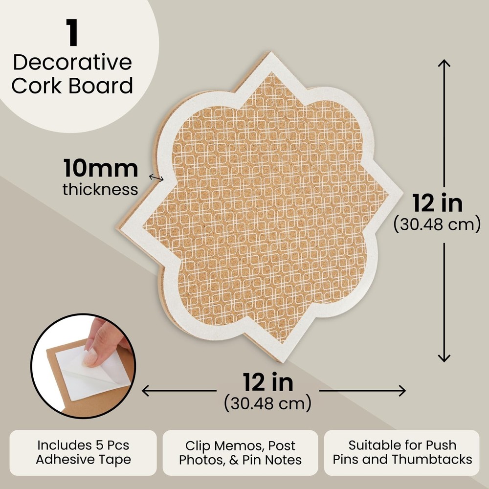 12x12 Decorative Cork Board Bulletin Board