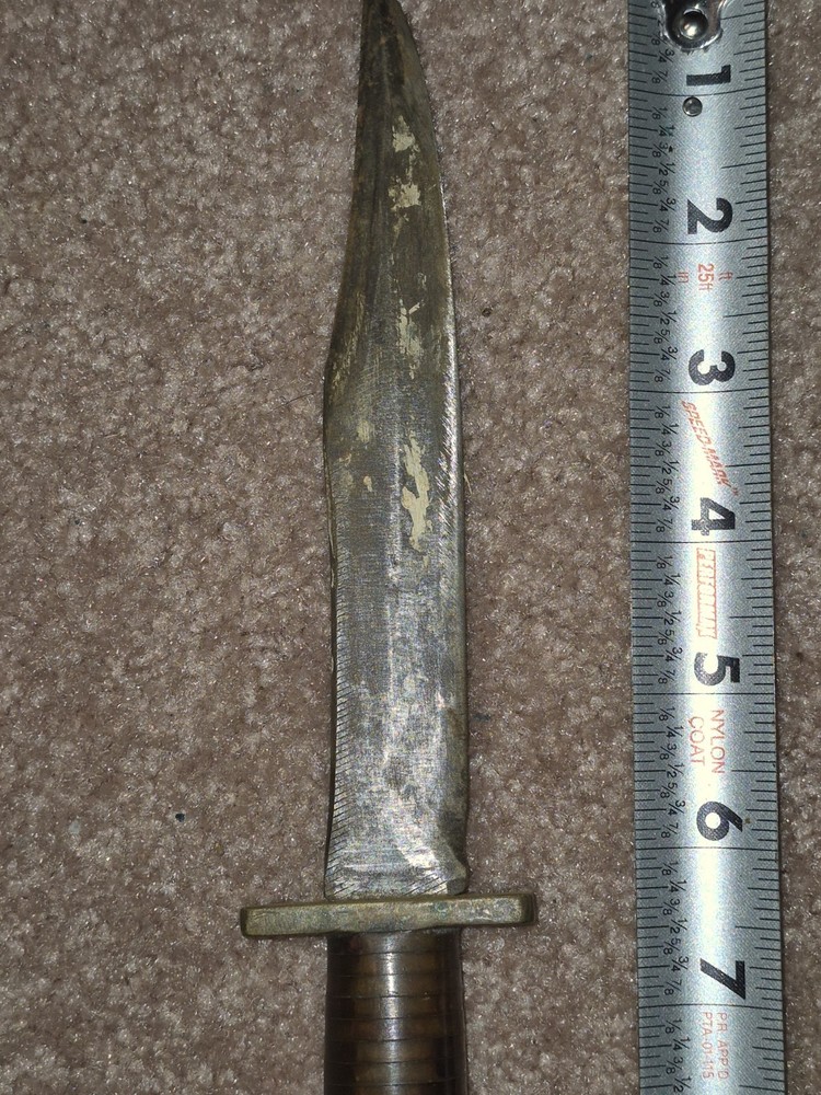 WW2?? Ka-bar Style Knife Solid Brass With Clear Layered Handle Very Solid Heavy