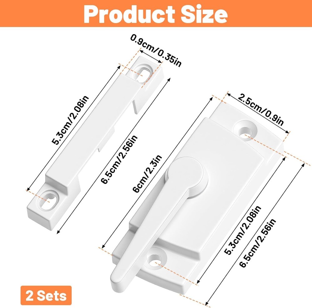 2 Pcs Window Sash Locks - Zinc Alloy Window Latch Replacement - Windows Locks fo