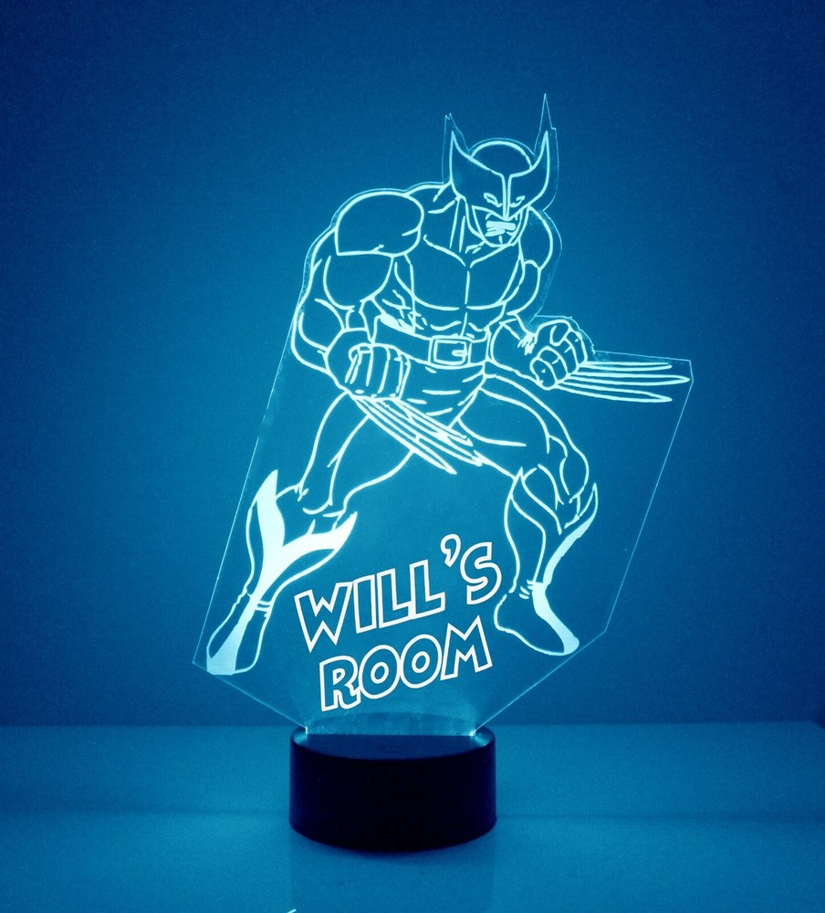 Wolverine X-Men Light Up, Personalized FREE, LED Night Light Lamp + Remote