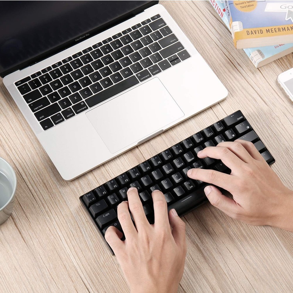 Compact Bluetooth Mechanical Keyboard - 61 Keys, Hot-Swappable Red Switch, Black