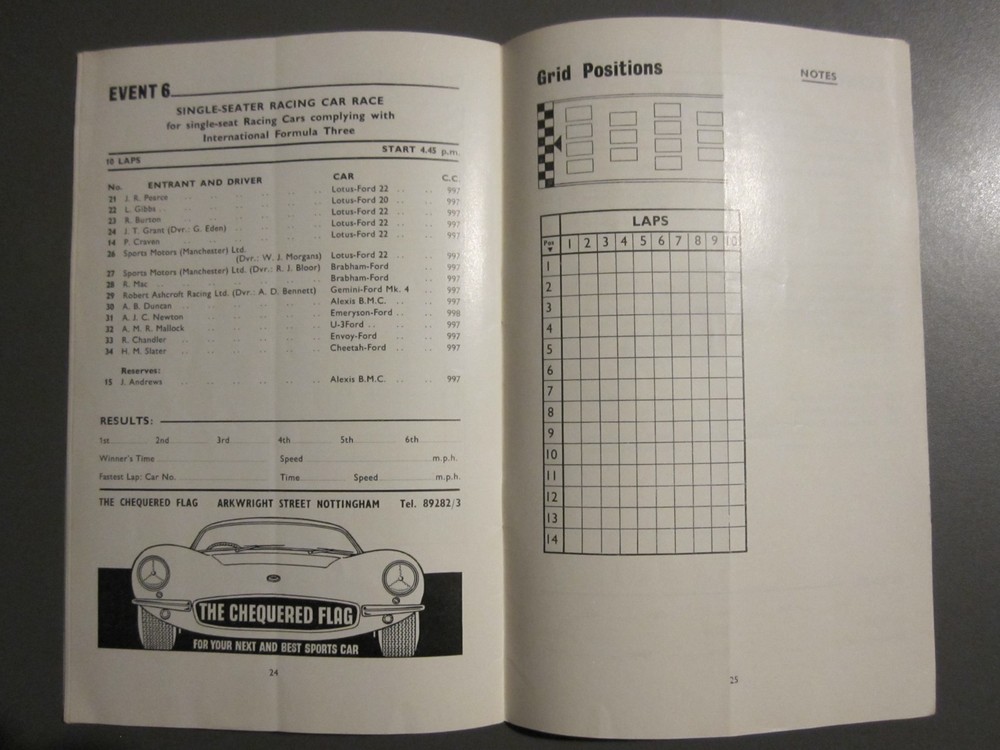 BRSCC Mallory Park Easter Monday 30 March 1964 programme