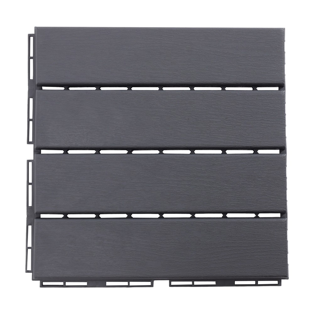 30Pcs PB-319 Interlocking Deck Tiles Dark Gray Rectangular Efficient Drainage