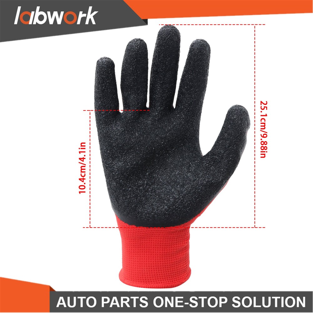 Labwork Cut Resistant Size L 12Pack Crinkle Latex Rubber Coated Grip Work Gloves
