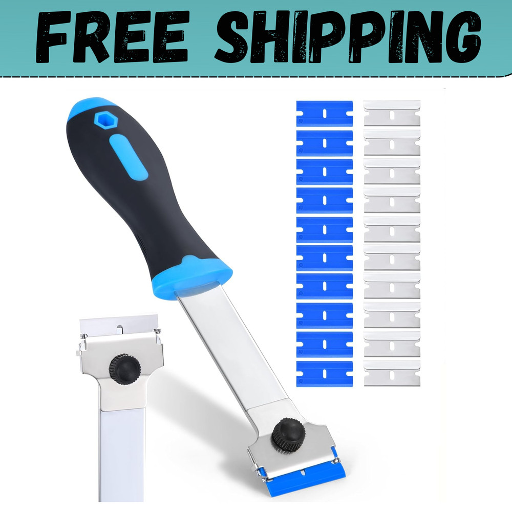 Razor Blade Scraper Tool with 10 Pcs Extra Long Handle