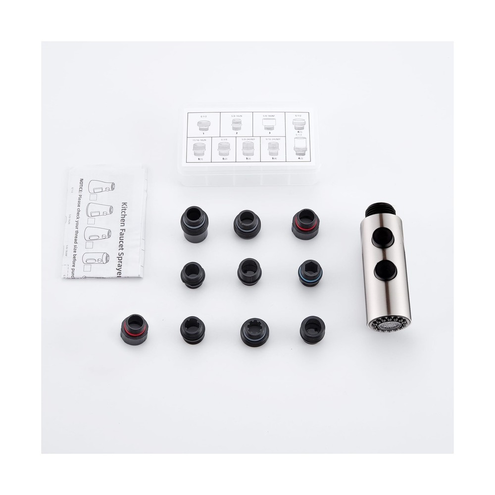 Metal Kitchen Faucet Head Replacement, Pull Down Spray Head with 15 Adapters,...