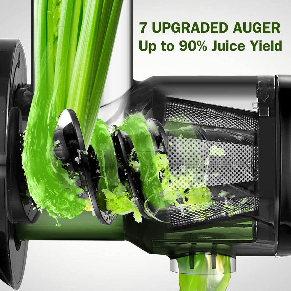 Cold Press Masticating Juicer Machine - 90% Yield Reverse System, Quiet Motor fo
