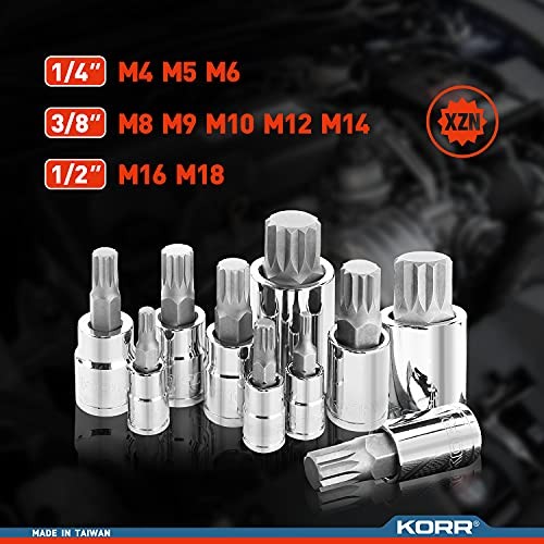 Tools KSS009 10pc XZN Triple Square Spline Bit Socket Set