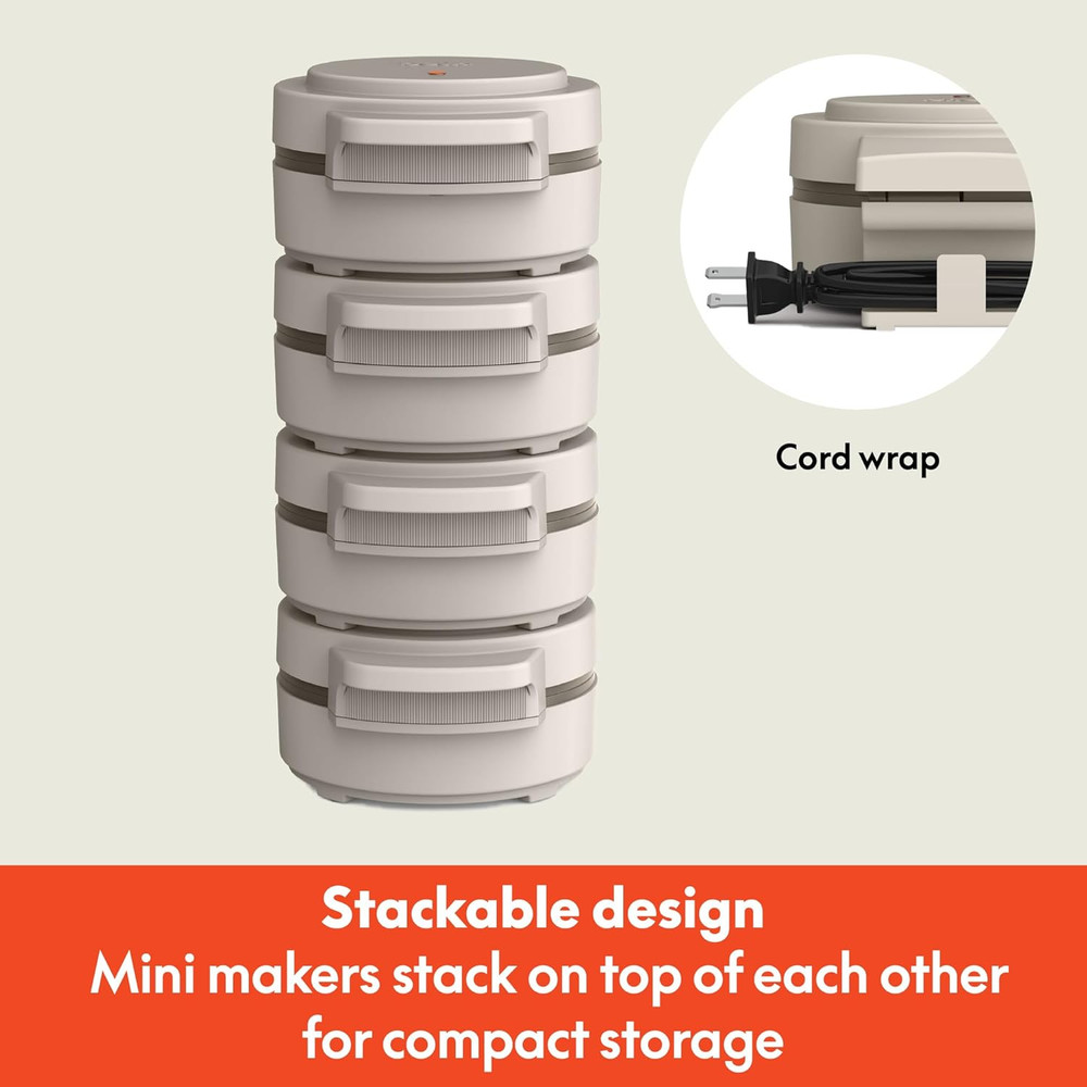 Evergood Mini Waffle Maker with Nonstick Plates & Customizable Designs