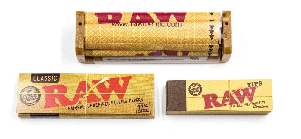 New RAW CONE WALLET ZIPPER CASE + 1 1/4 Classic Papers + Rolling Machine + Tips