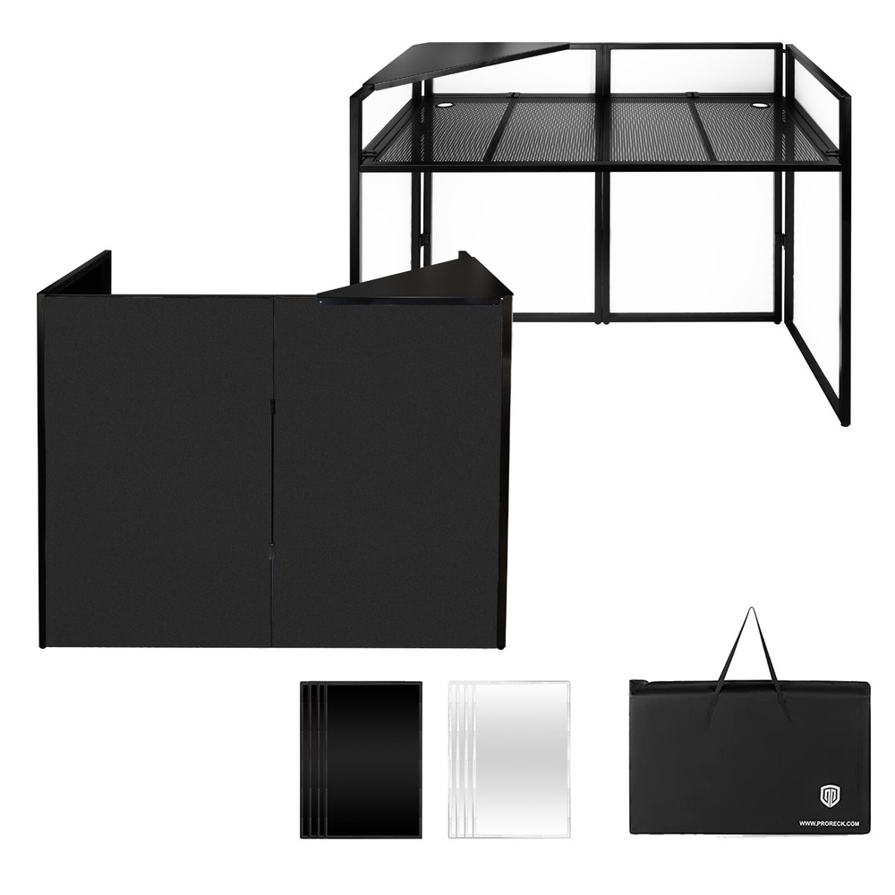 PRORECK DJ Facade Scrim Booth Table Panel Metal Frame Foldable White &Black