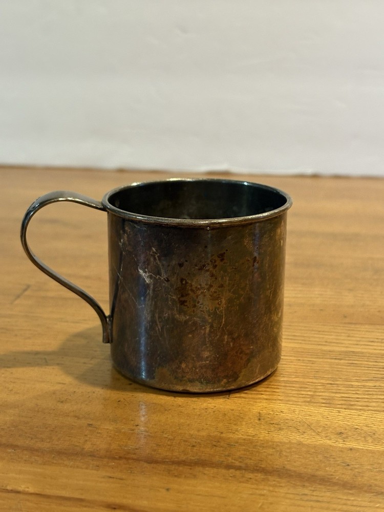 Vintage Silver Plated Child’s Cup. One Ornate Handle.