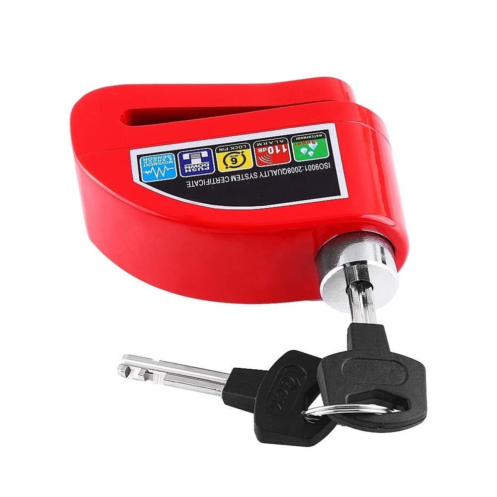 Motorcycle Alarm Disc Lock Brake Security Disk Bicycle Wheel Lock Security Red