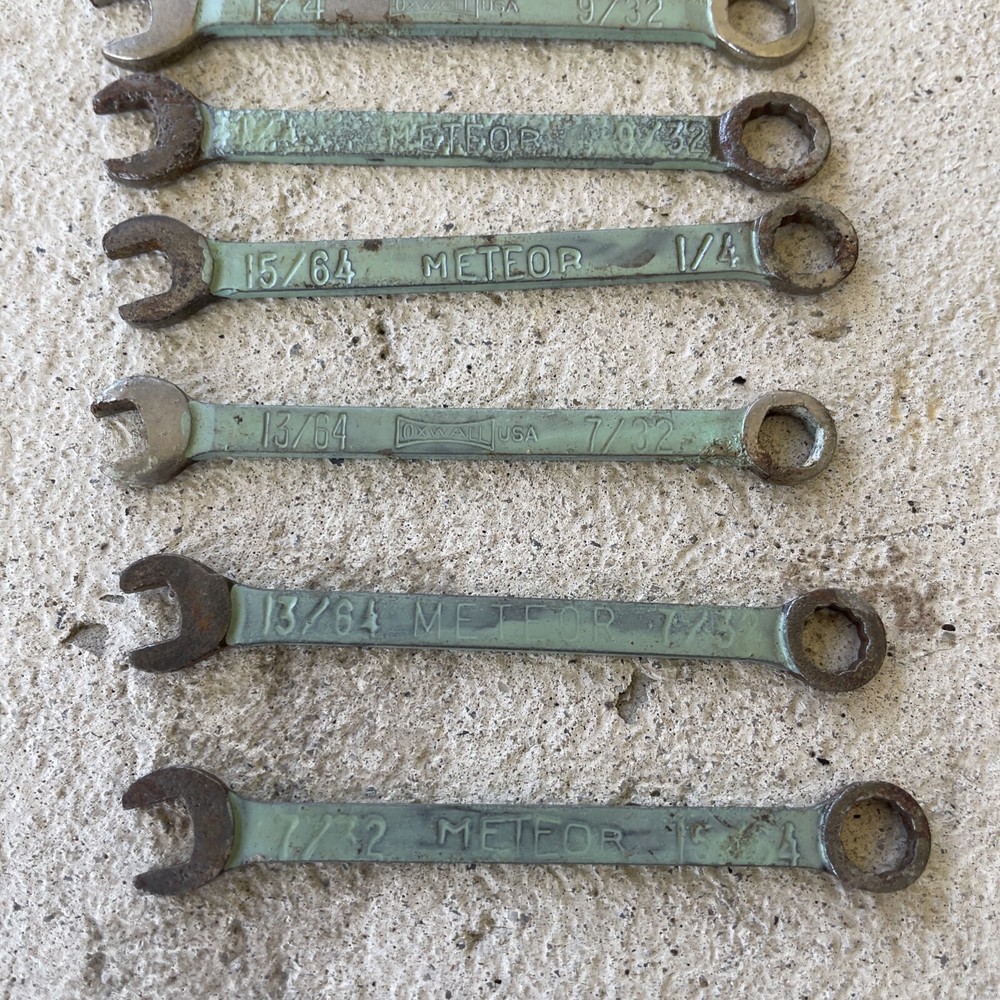 Vintage Oxwall Meteor Ignition Wrench 9 Mini Combination Wrenches, USA