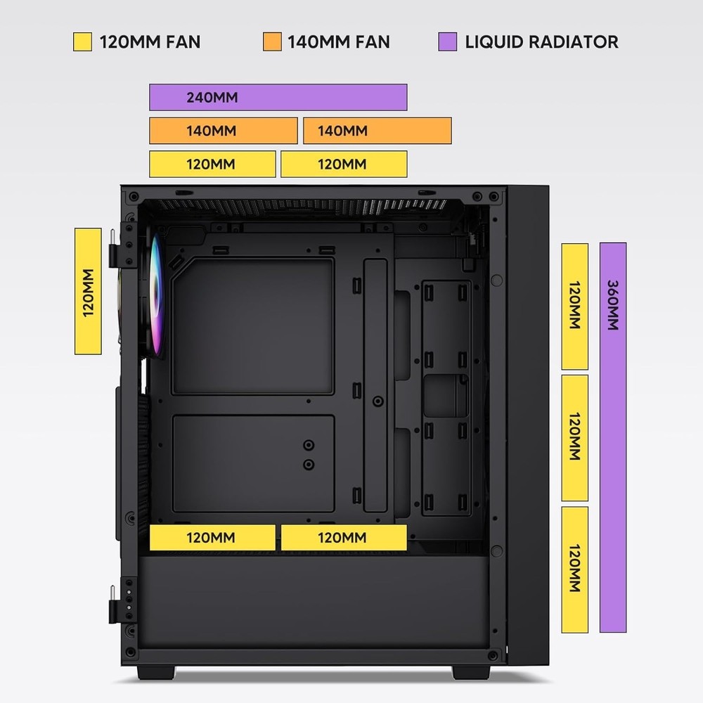 AL800 ATX PC Case - Tempered Glass, Adjustable RGB & Efficient Cooling
