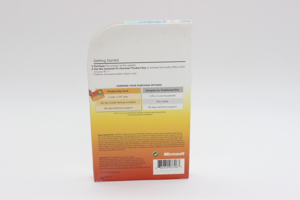 Microsoft Office 2010 Home Student PKC Word Excel Powerpoint Windows 1PC
