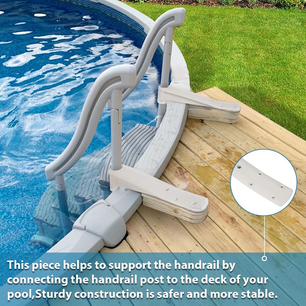 2 New Ladder Deck Mounted Support Step For Swimming Pool Above Ground White