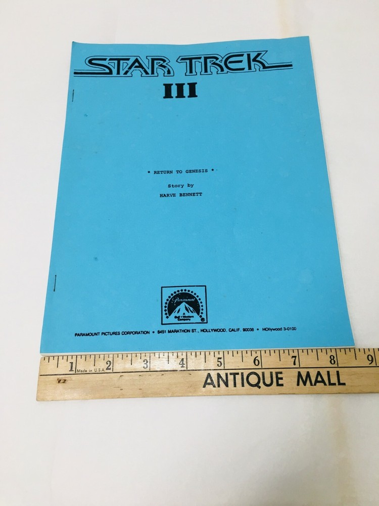 STAR TREK 3 Return to Genesis. Harvey Bennett. Paramount Pictures. Script? Three