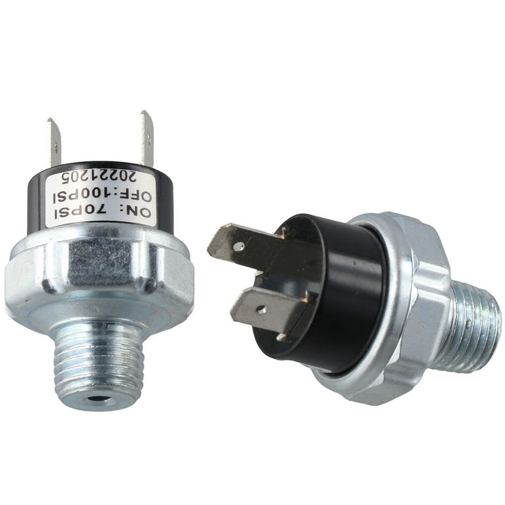 2Pcs Air Pressure Switch 1/4"-18 NPT Pressure Controller 70-100 PSI Low Press...