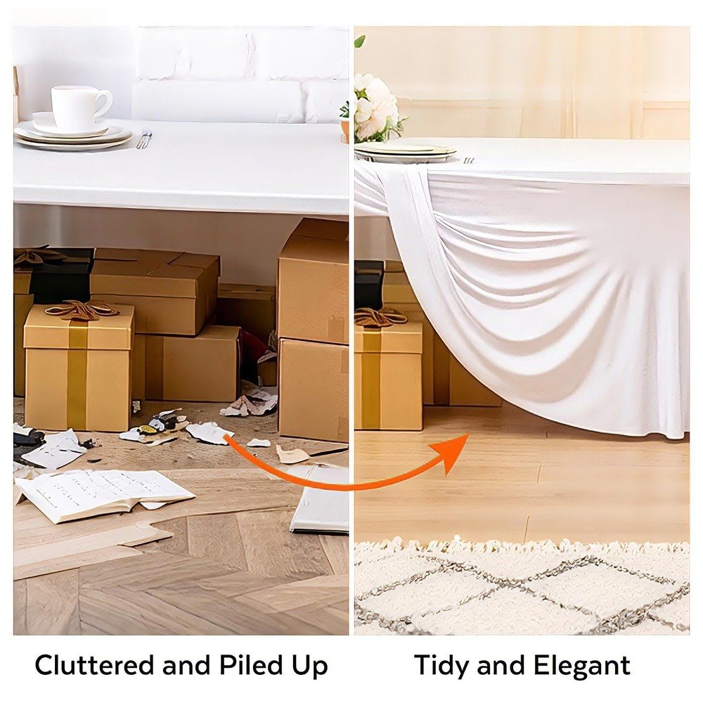 FAVE 2 Pack White Table Cloth Rectangle 6ft Table Cover Fitted Design Tables ...