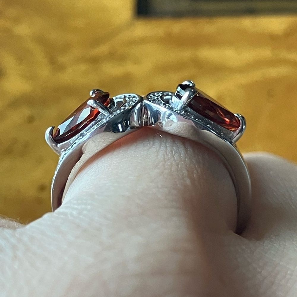 Red Labradorite Sterling Silver Ring Size 7