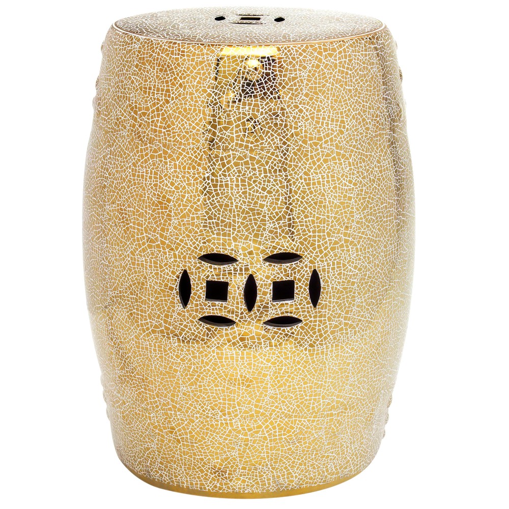 18" Gold Crackle Garden Stool