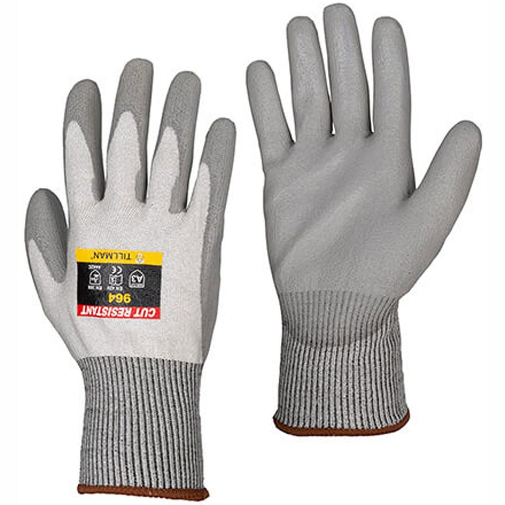 Tillman 964 Polyurethane Coated HPPE Knit Gloves, A3 Cut Resistant, Large