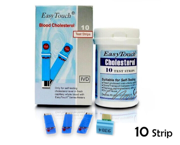 ORIGINAL Easy Touch Test Strips For Cholesterol Level Check - 10 Test Strips