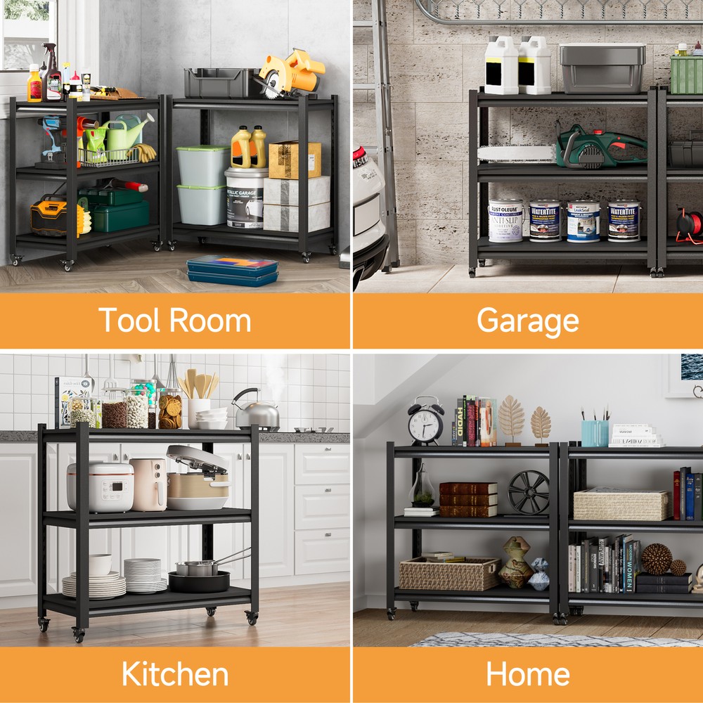 Metal Garage/Warehouse Storage Rack Unit Rolling Shelving Tool Storage Organizer