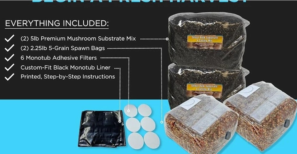 Complete Refill Kit for Large 66Q Monotub, Includes Grain Spawn & Bulk Substrate