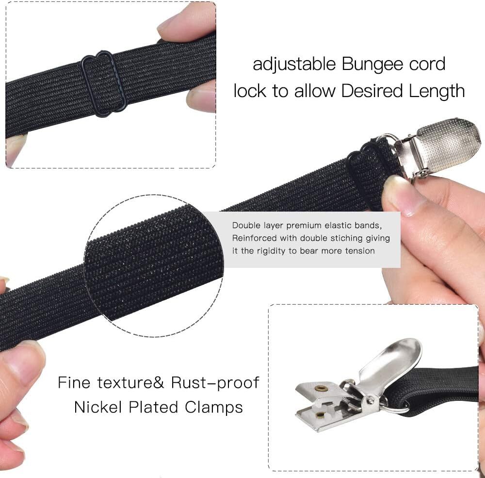 Adjustable Bed Sheet Clips, Sheet Fasteners Holder Straps and Suspender,