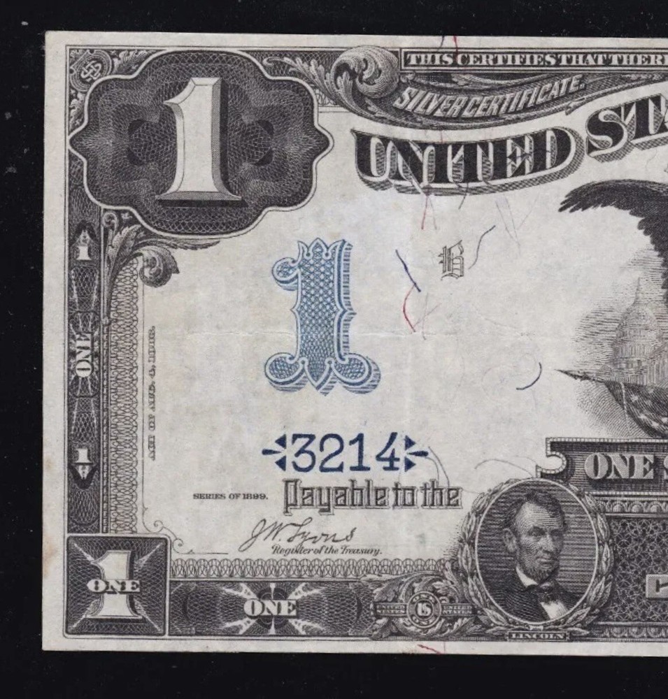 1899 $1 🇺🇸 Silver Certificate ( 4 Digit )( Unique & Gorgeous Example ) RARE