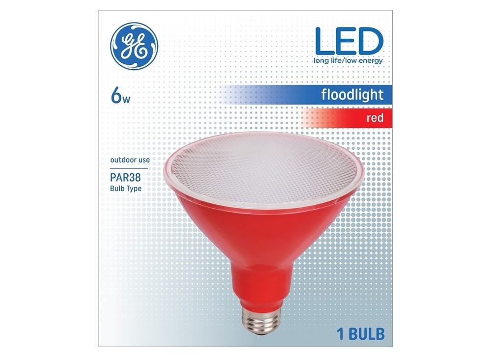 Floodlight Bulb, Decorative, PAR38 Lamp, Medium (E26) Lamp Base, Non-Dimmable, R