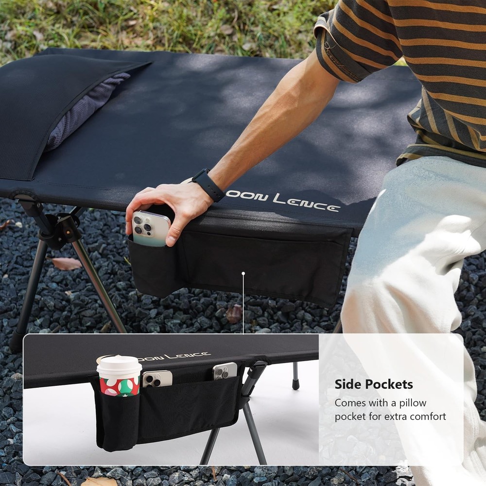 Durable Portable Camping Cot - Adjustable Height, Easy Setup, 330 lbs Capacity