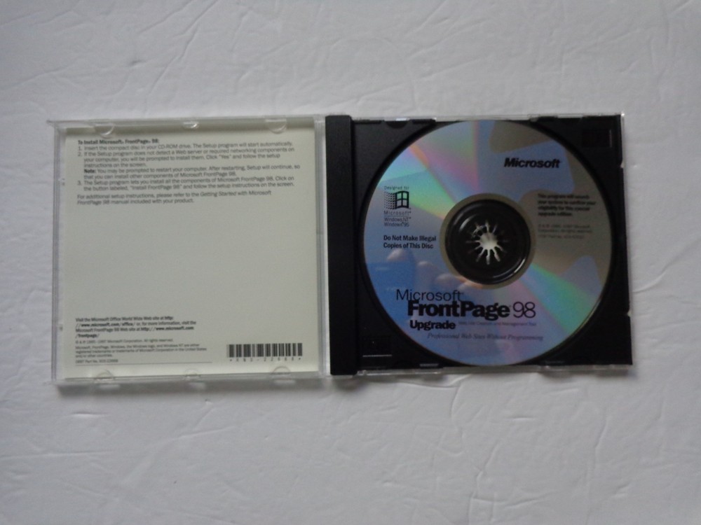 Microsoft Frontpage 98 Upgrade With Key For Windows CD-ROM