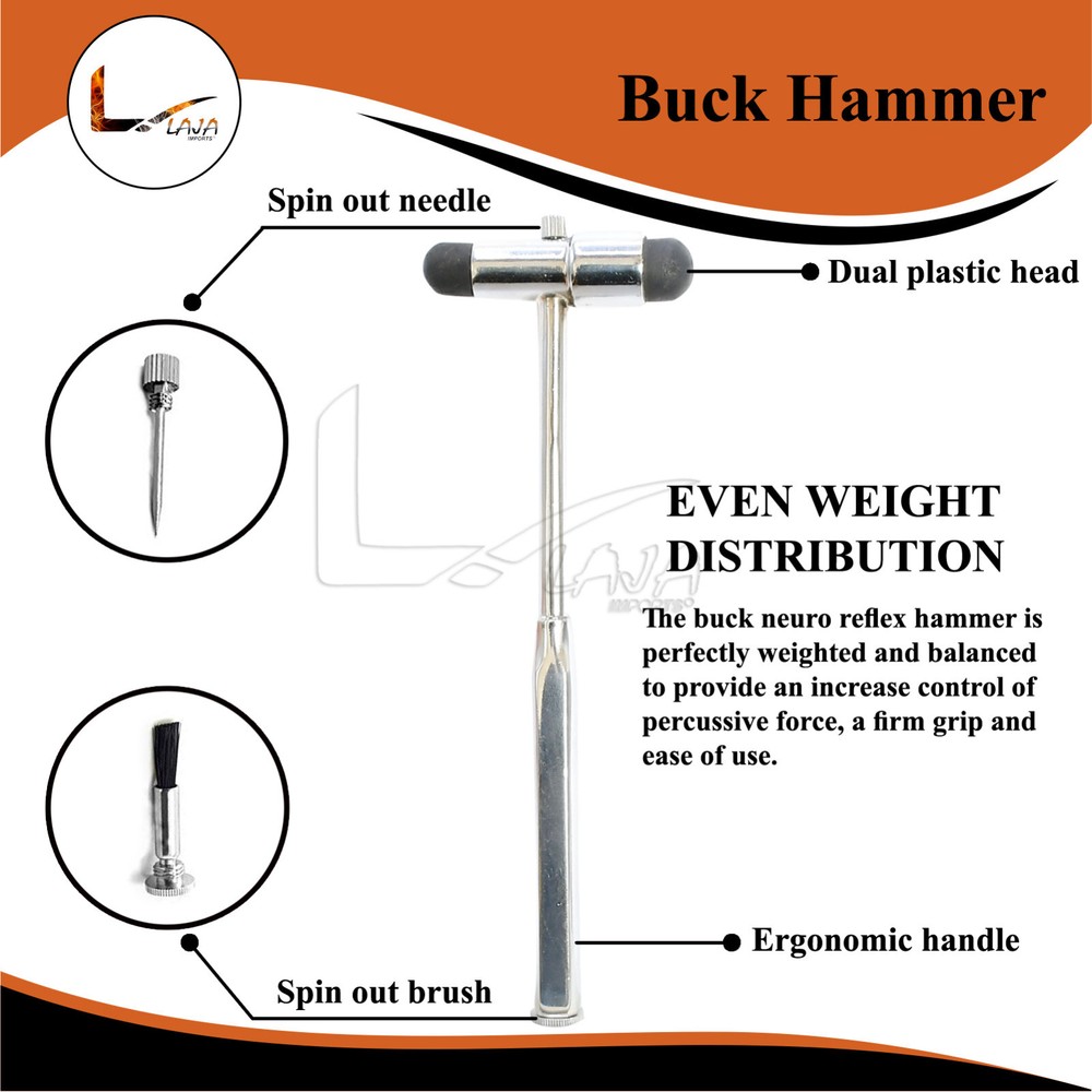 7" Buck Neurogical Reflexes Testing Hammer Stainless Steel