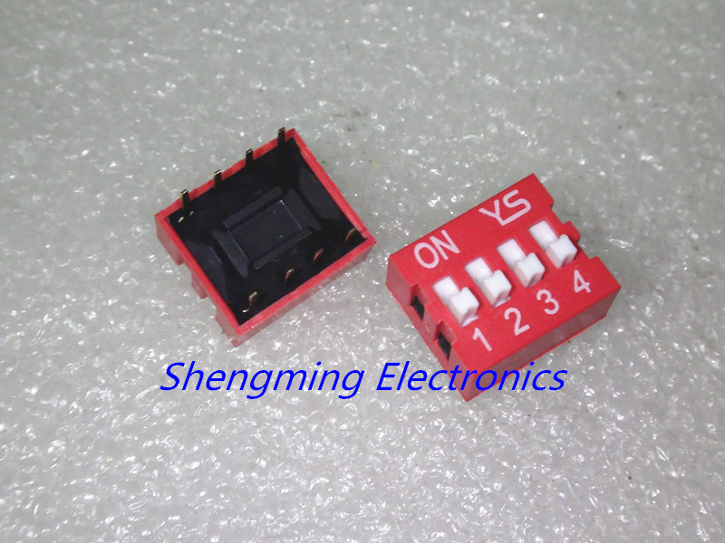 10PCS Slide Type Switch Module 4-Bit 2.54mm 4 Position Way DIP Red Pitch